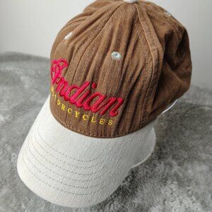 Vintage INDIAN MOTORCYCLES Hat Snapback Adjustable Brown Spellout Embroidered